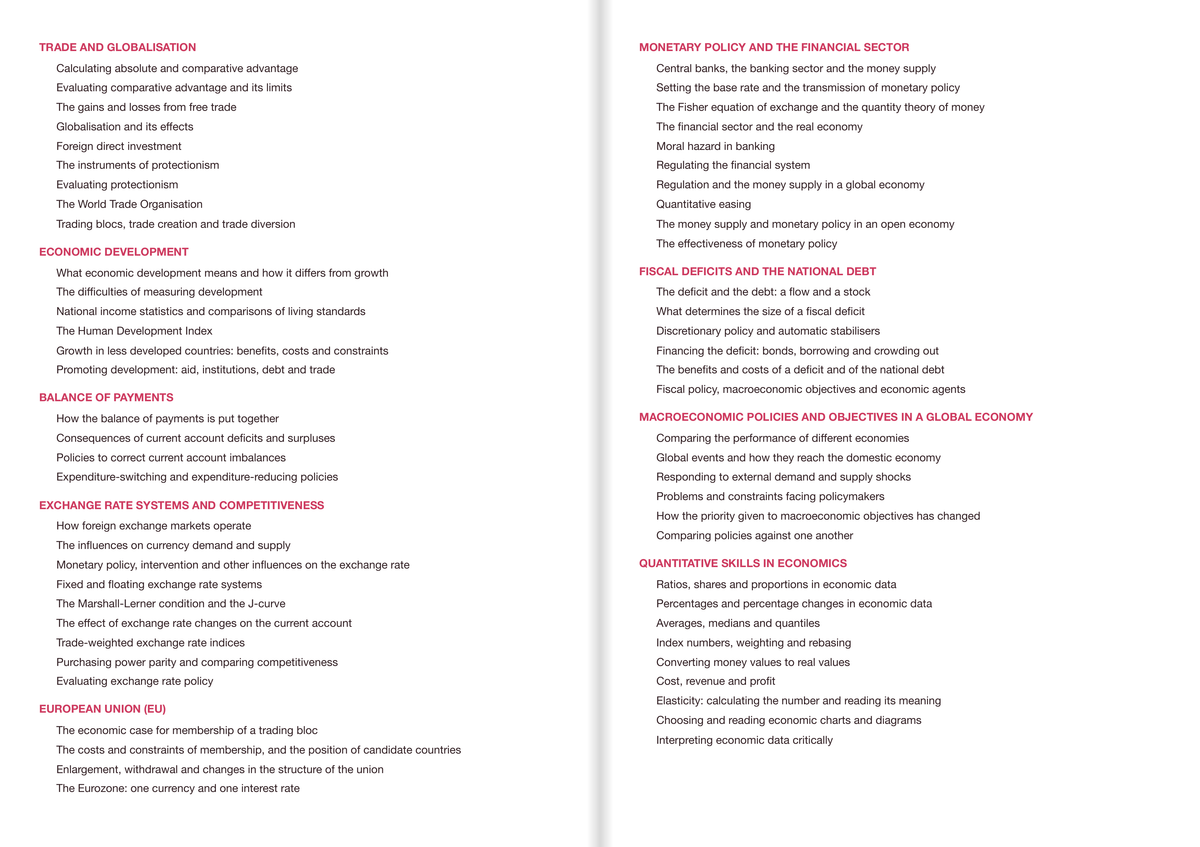 CCEA A-Level Economics Active Recall Guide: Contents 4