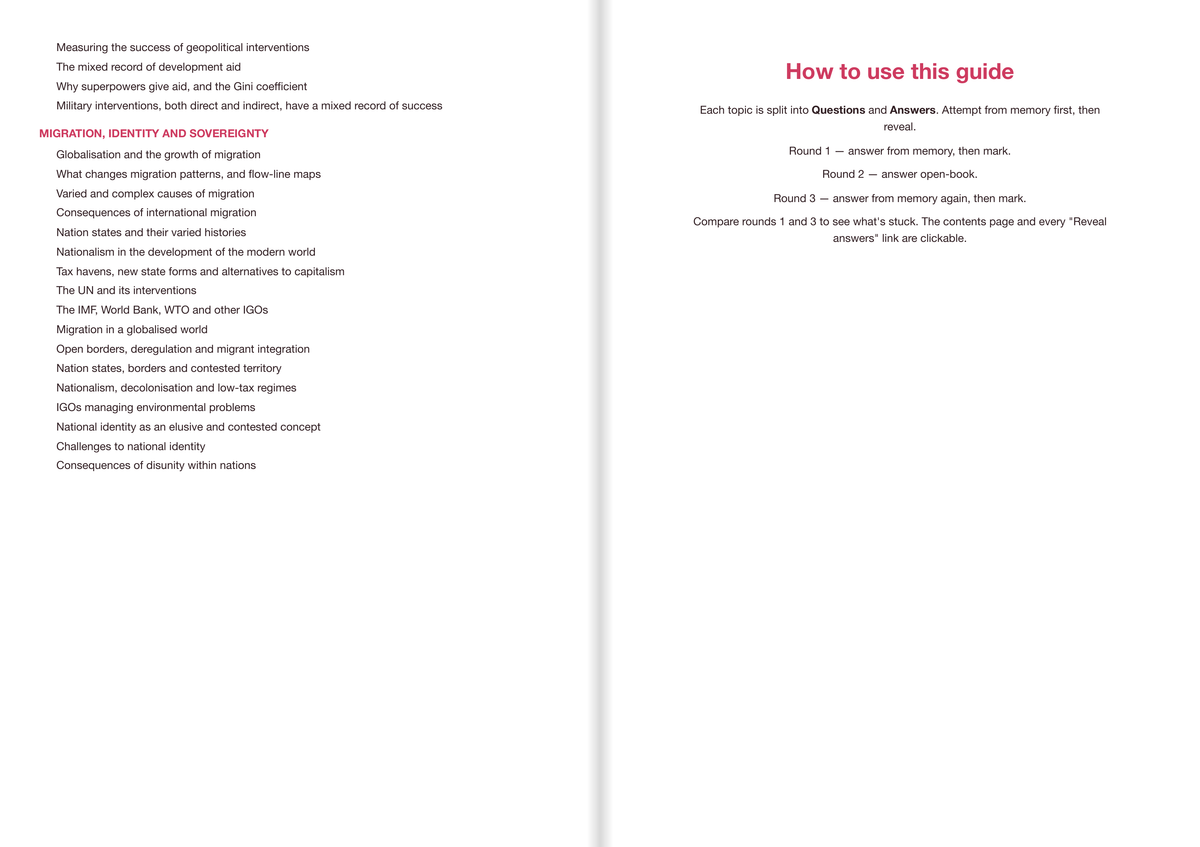 Edexcel A-Level Geography Active Recall Guide: Contents 4 and how to use this guide
