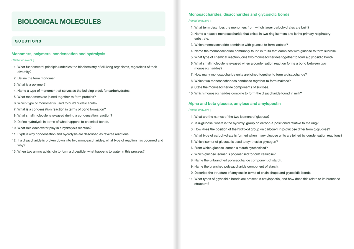 AQA A level Biology ACTIVE RECALL