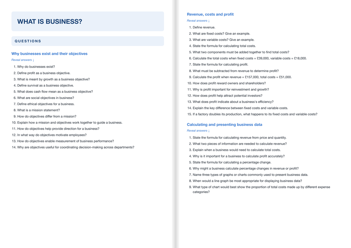AQA A Level Business- ACTIVE RECALL