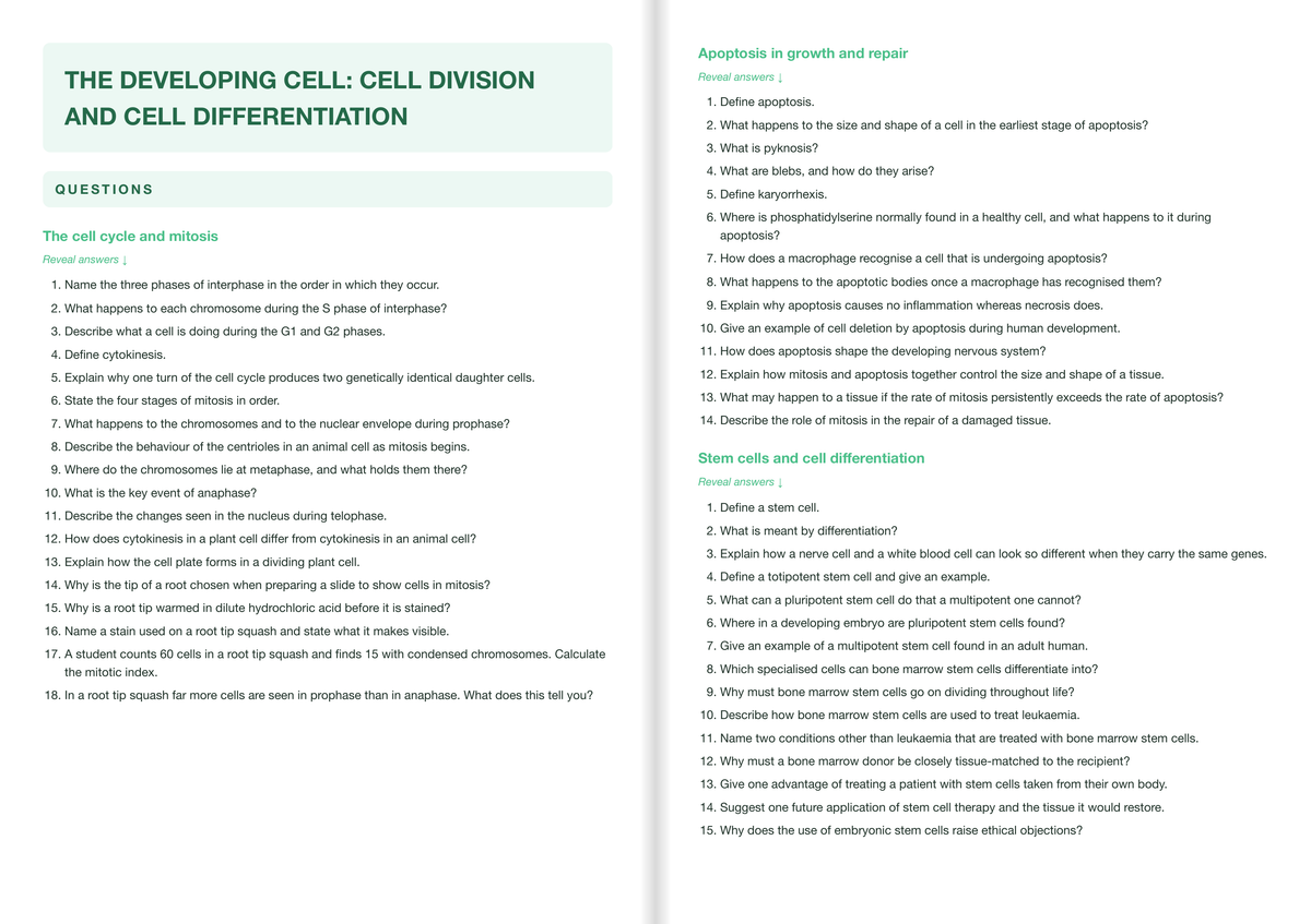 OCR B- A Level Biology B- ACTIVE RECALL