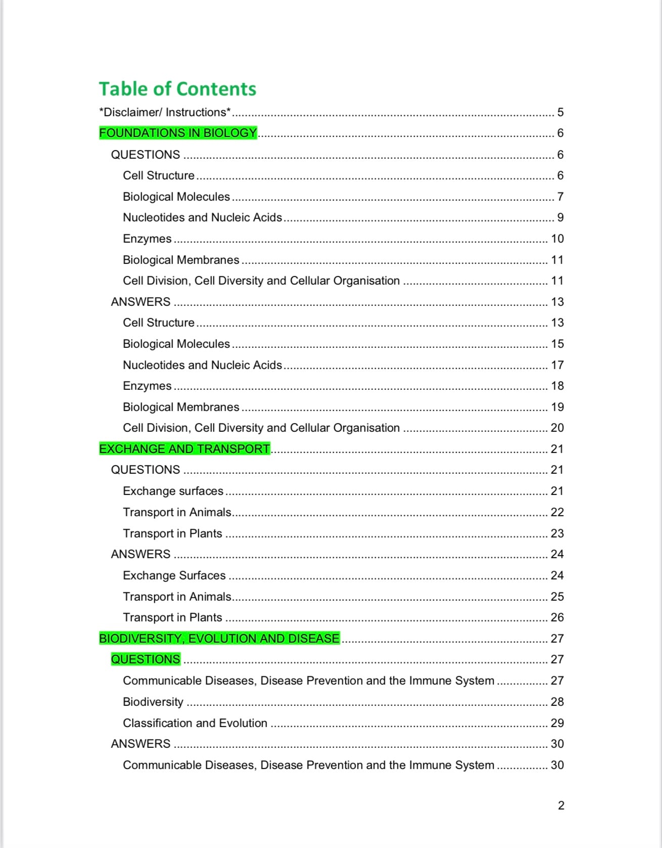 A Level Biology- OCR- Specification A