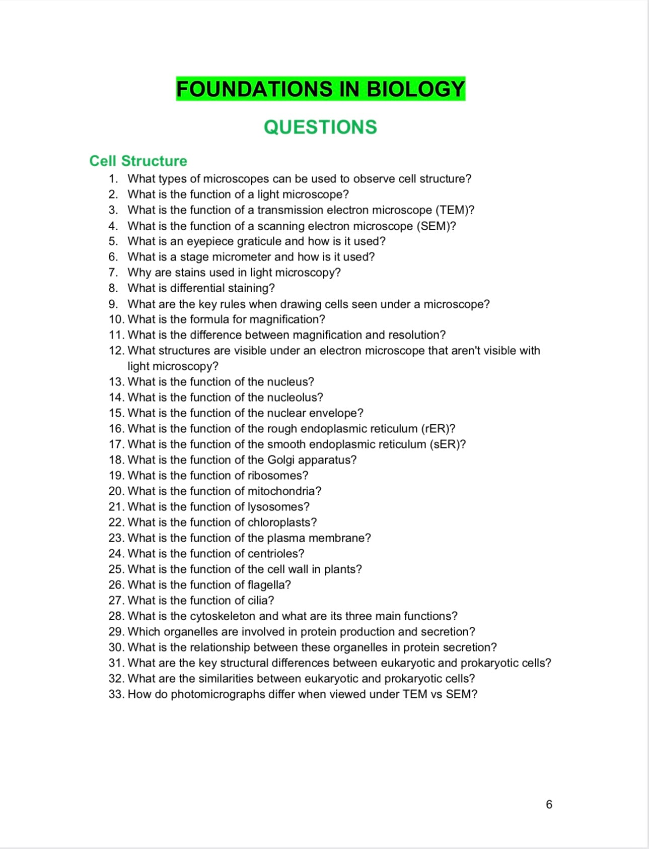 A Level Biology- OCR- Specification A