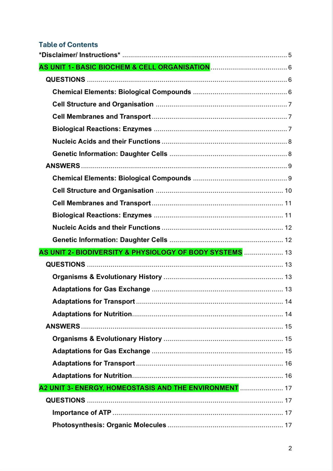 WJEC A level Biology