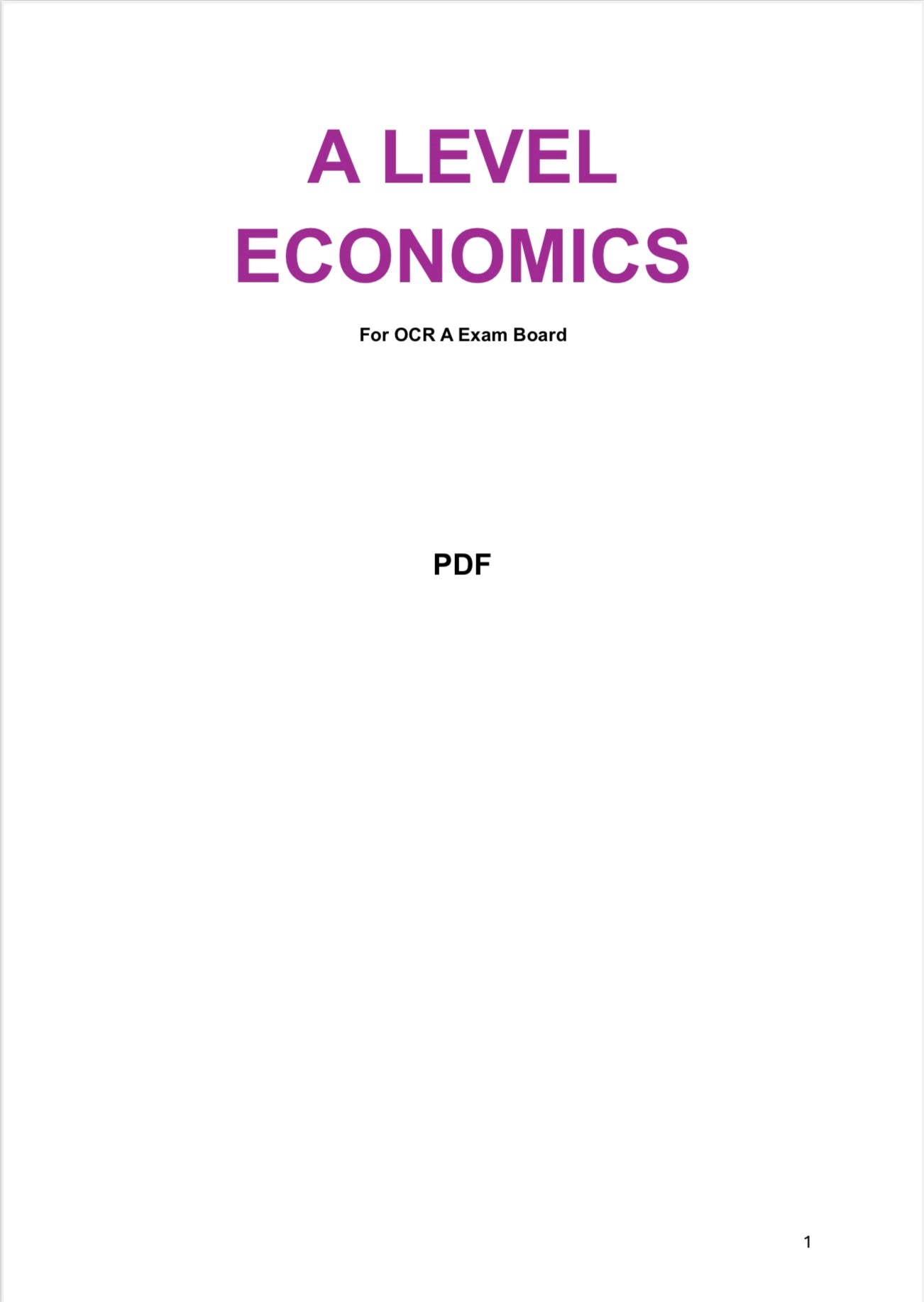 OCR A Level Economics