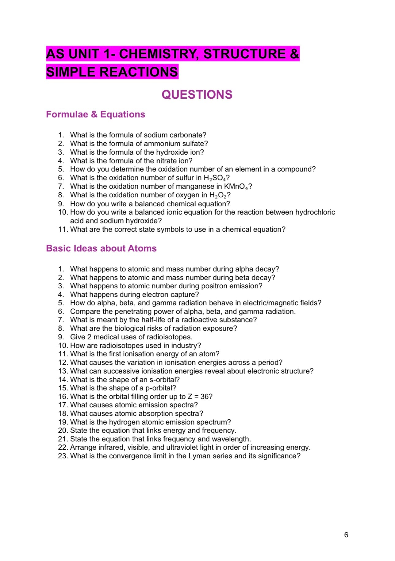 WJEC A level Chemistry