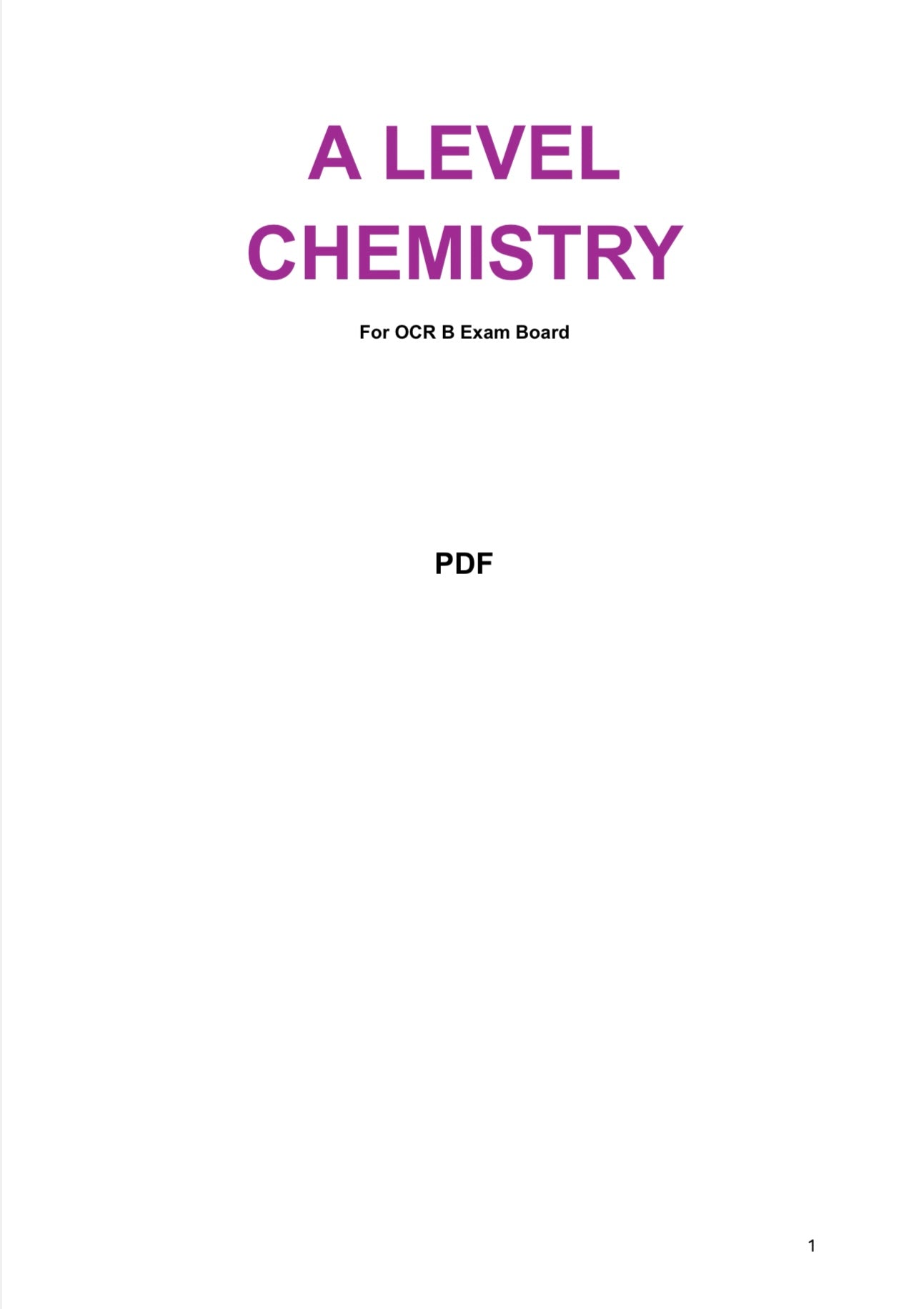 OCR B- A Level Chemistry