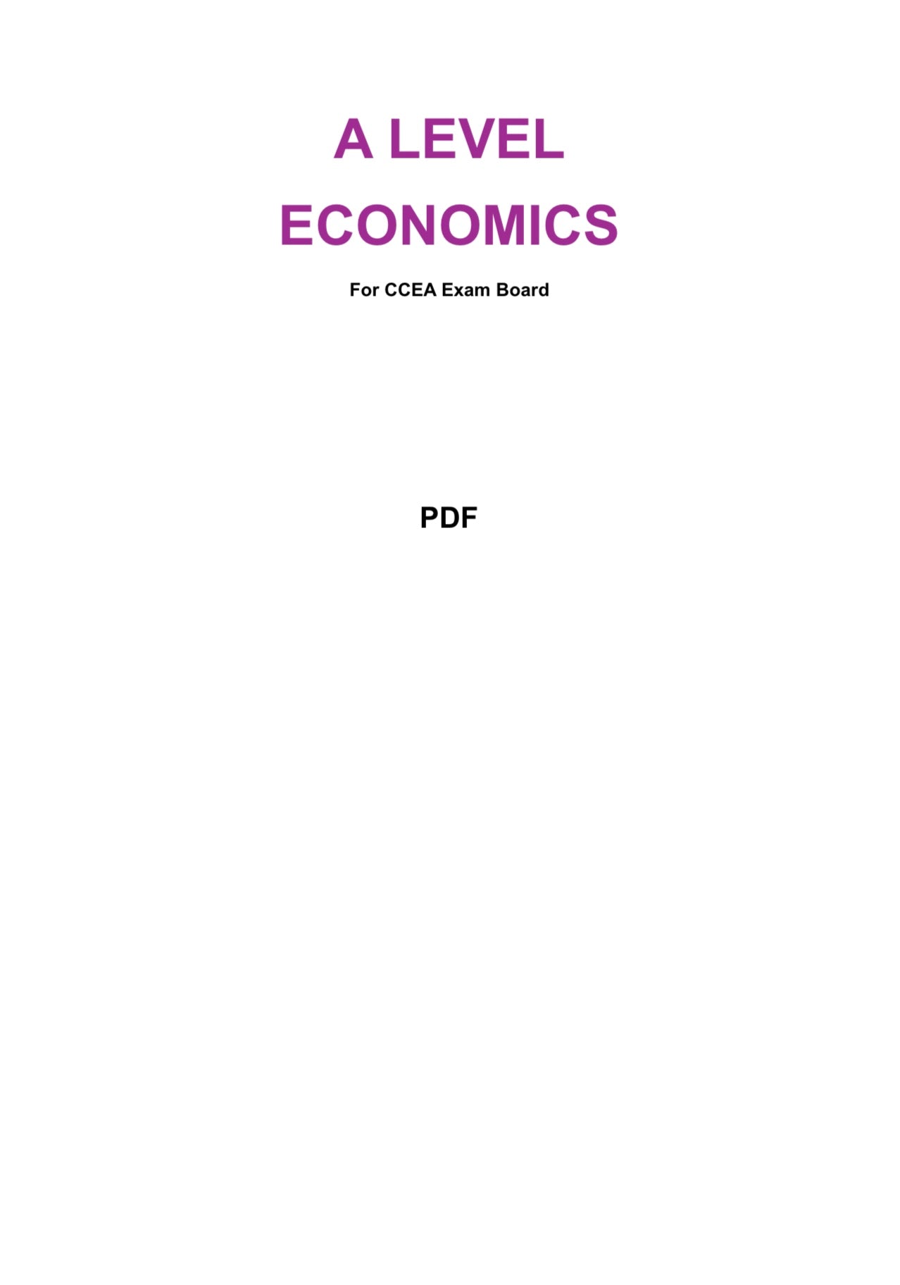 CCEA A Level Economics