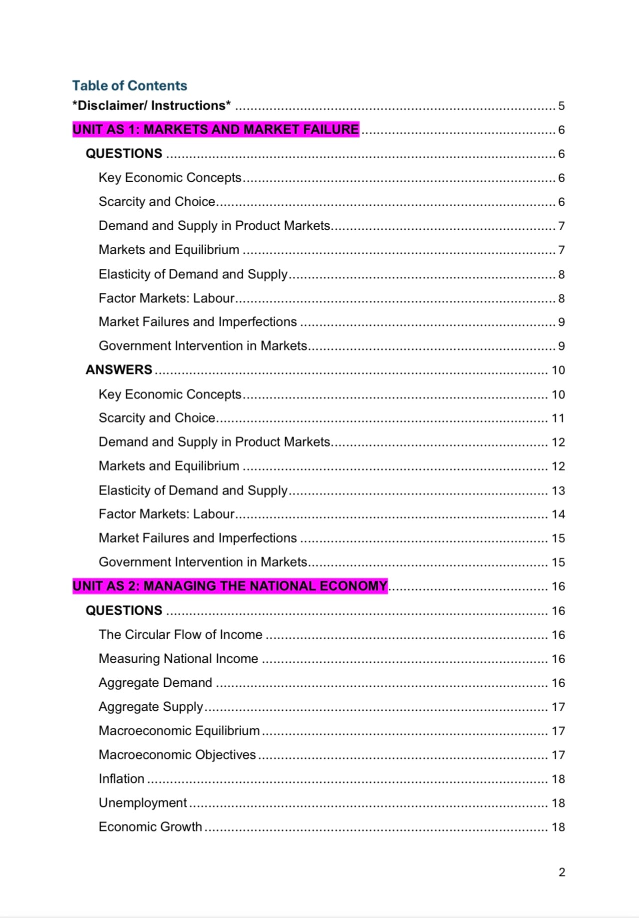 CCEA A Level Economics