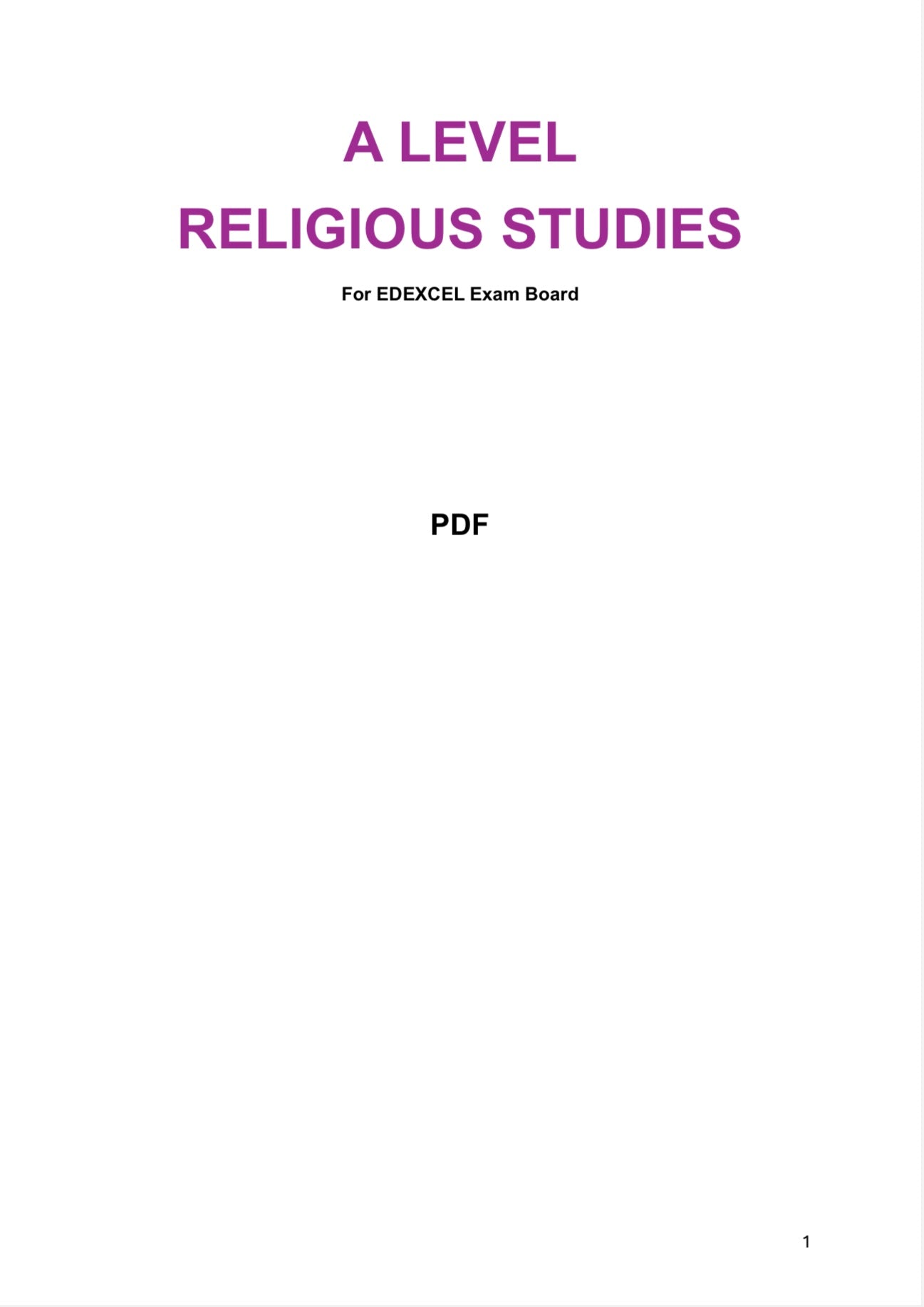 Edexcel A Level Religious Studies (RE)