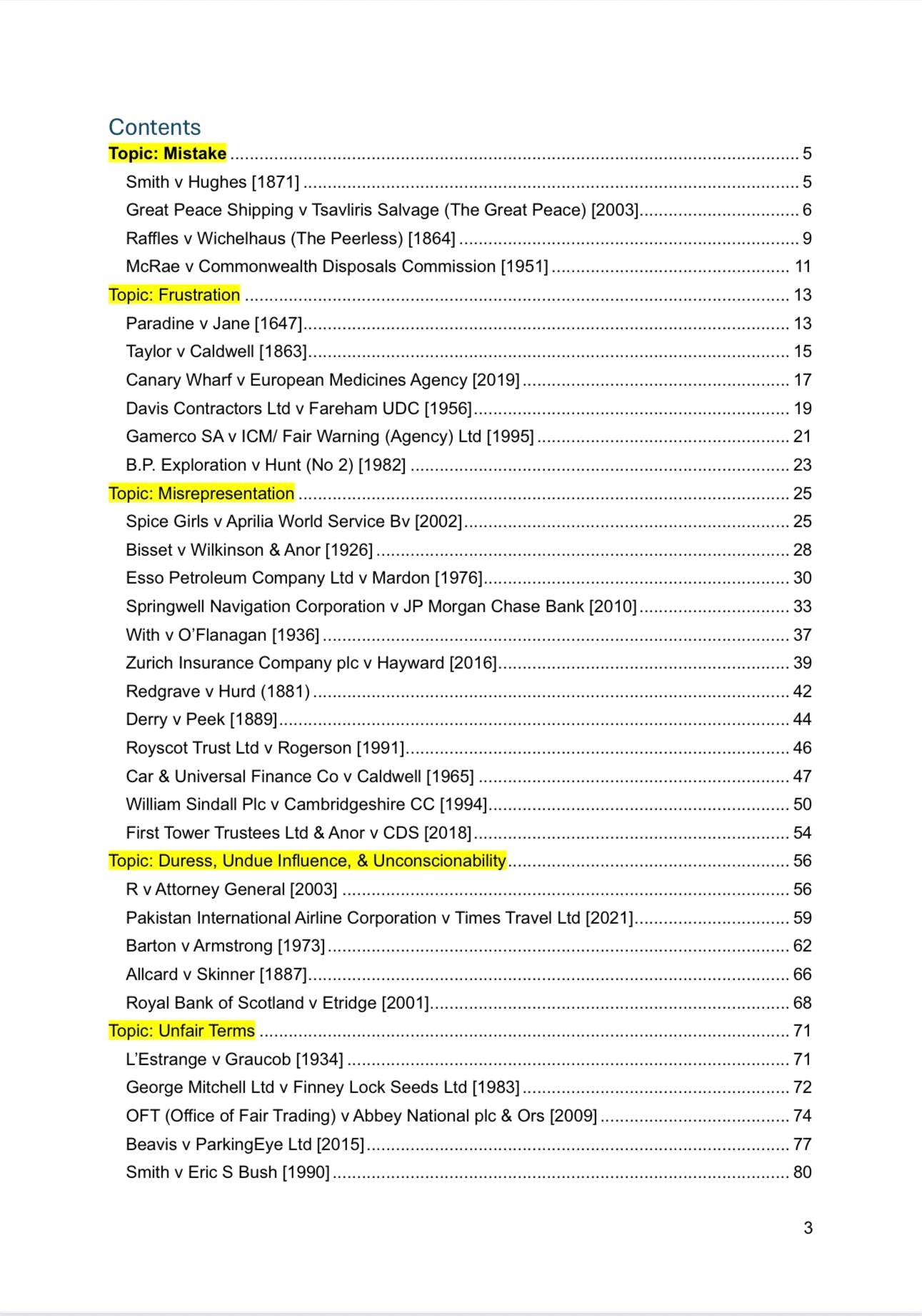 Contract Law Case Summary Book Part 2