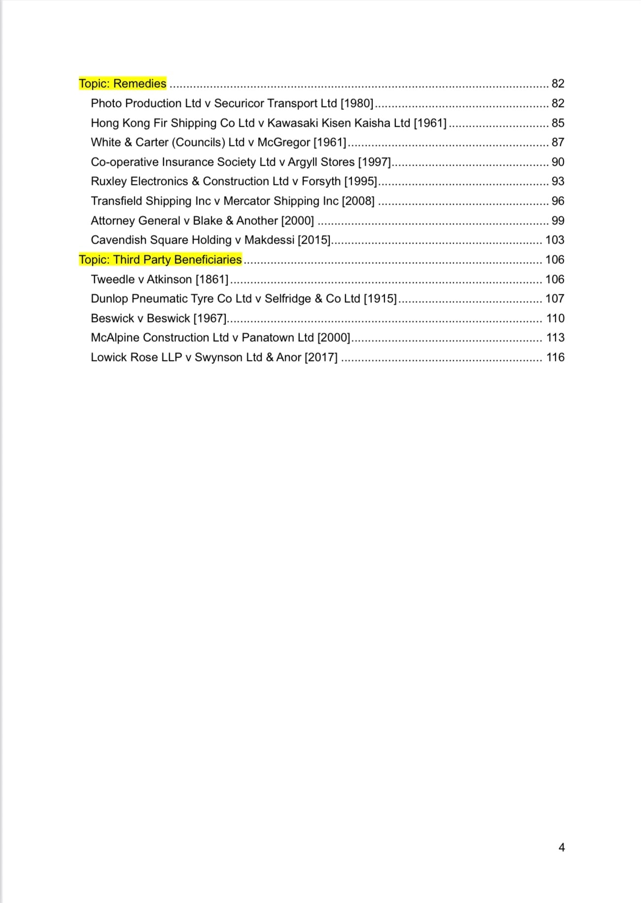 Contract Law Case Summary Book Part 2
