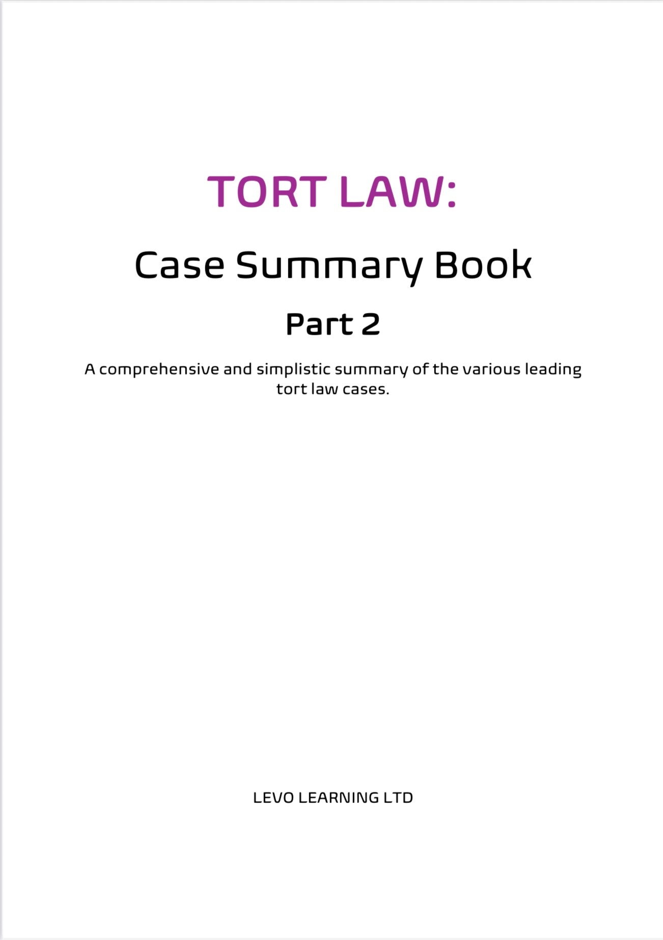 Tort Law Case Summary Books