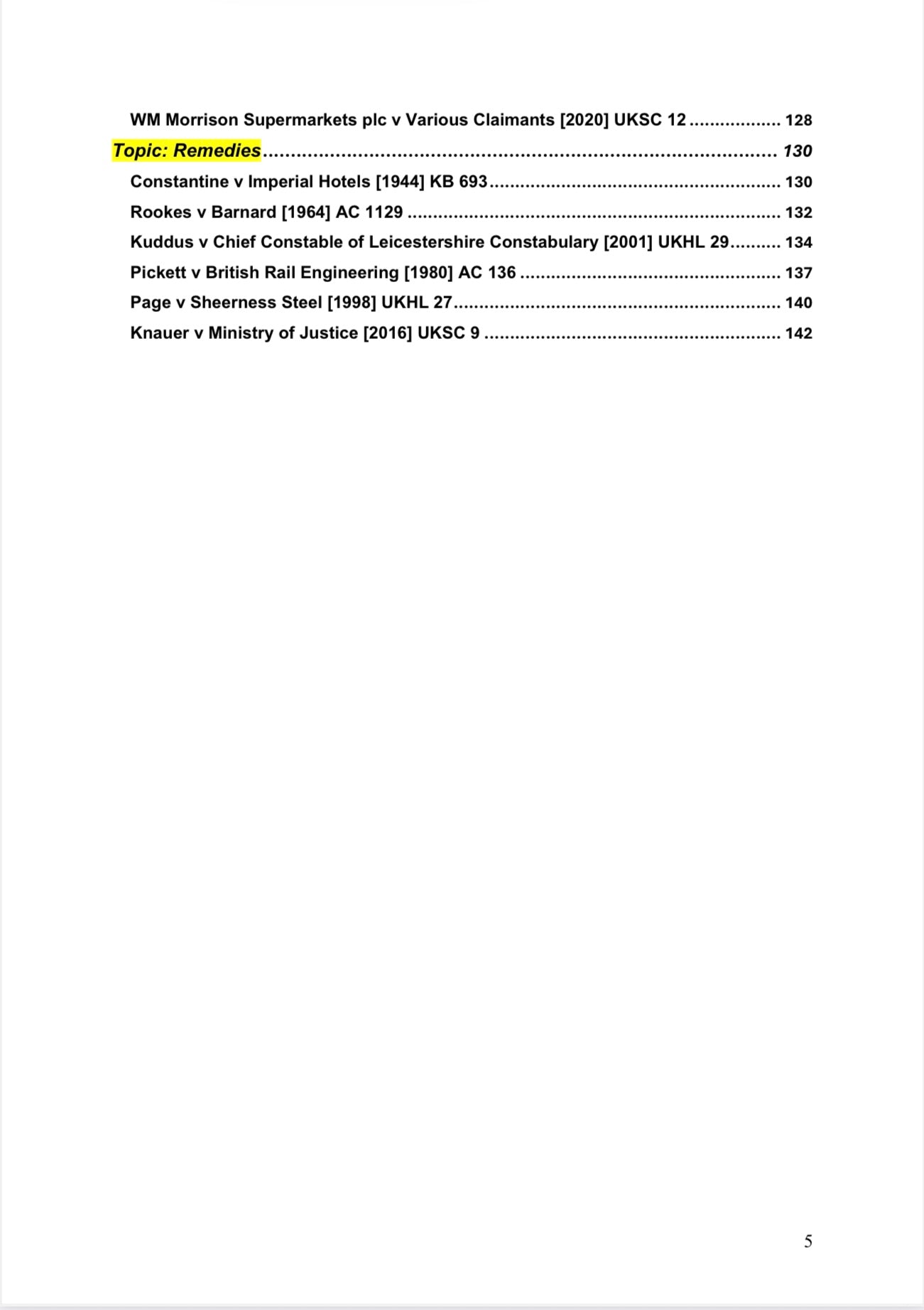 Tort Law Case Summary Books