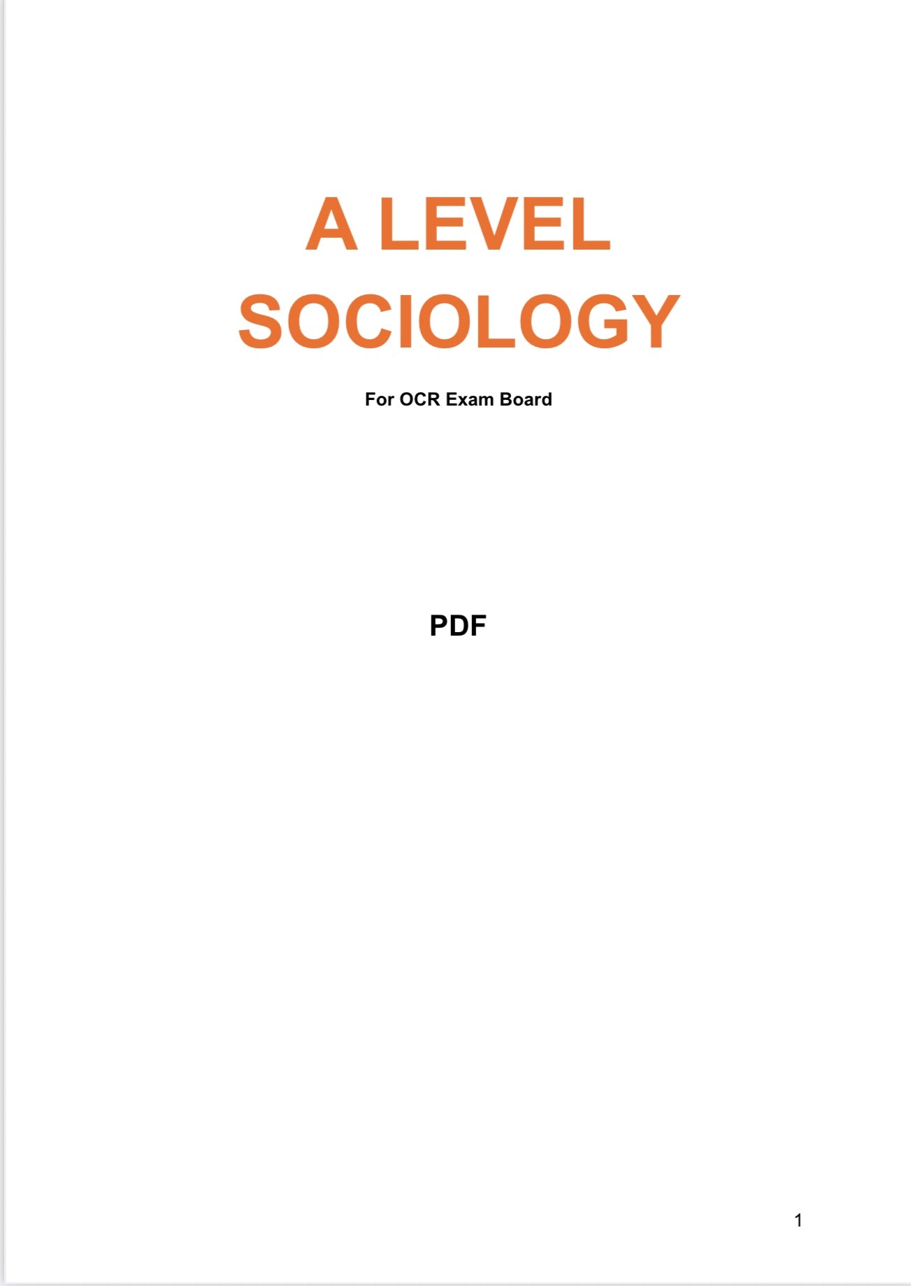 OCR A Level Sociology