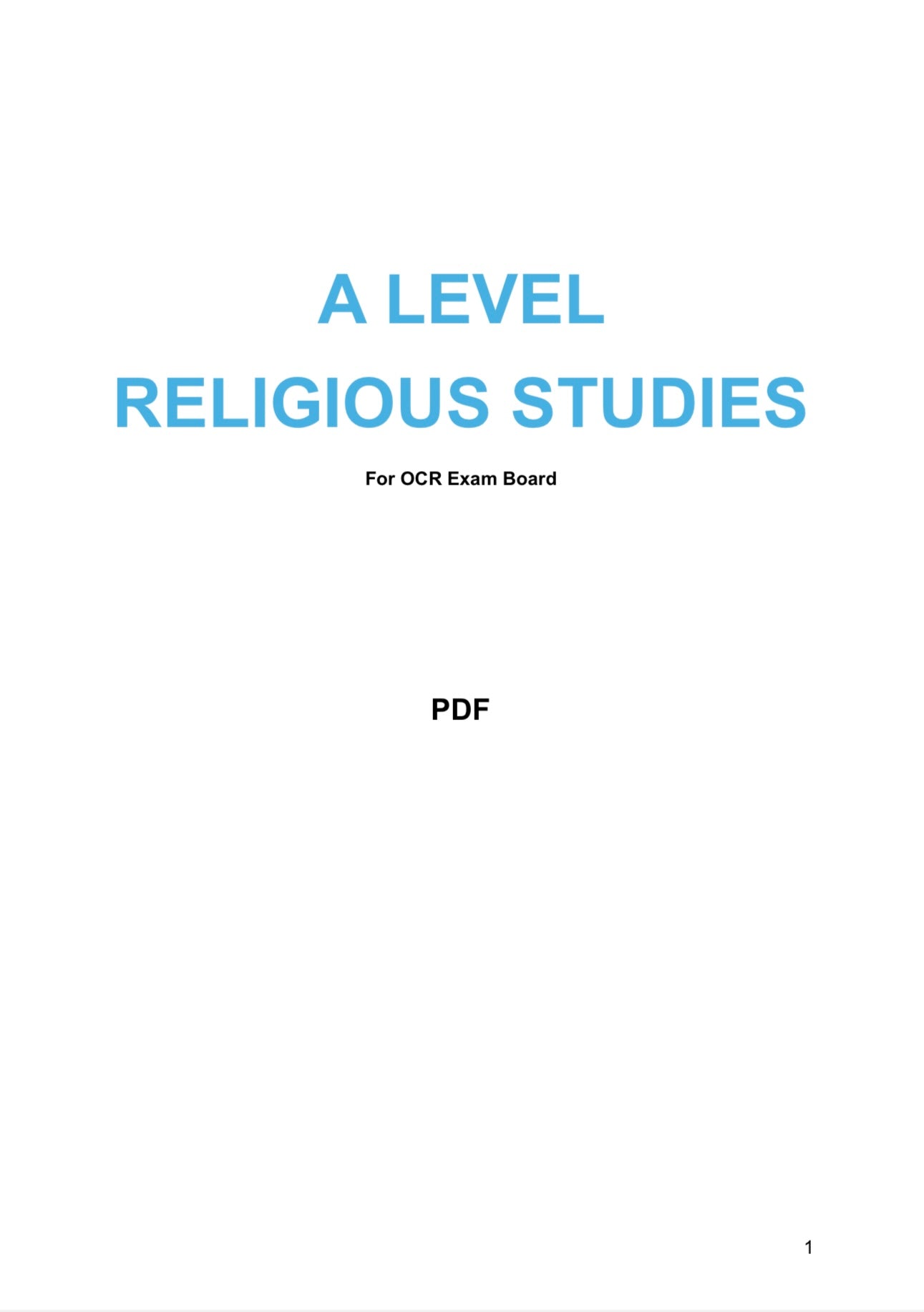 OCR A Level Religious Studies (RE)