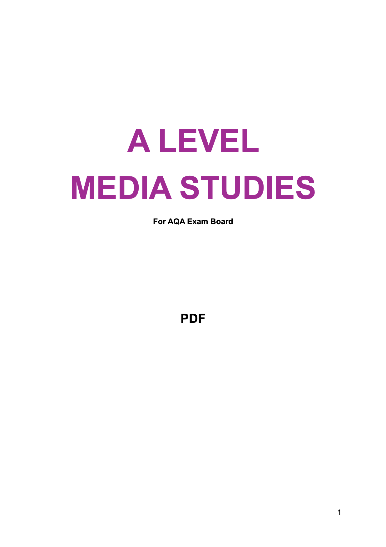 AQA A Level Media Studies