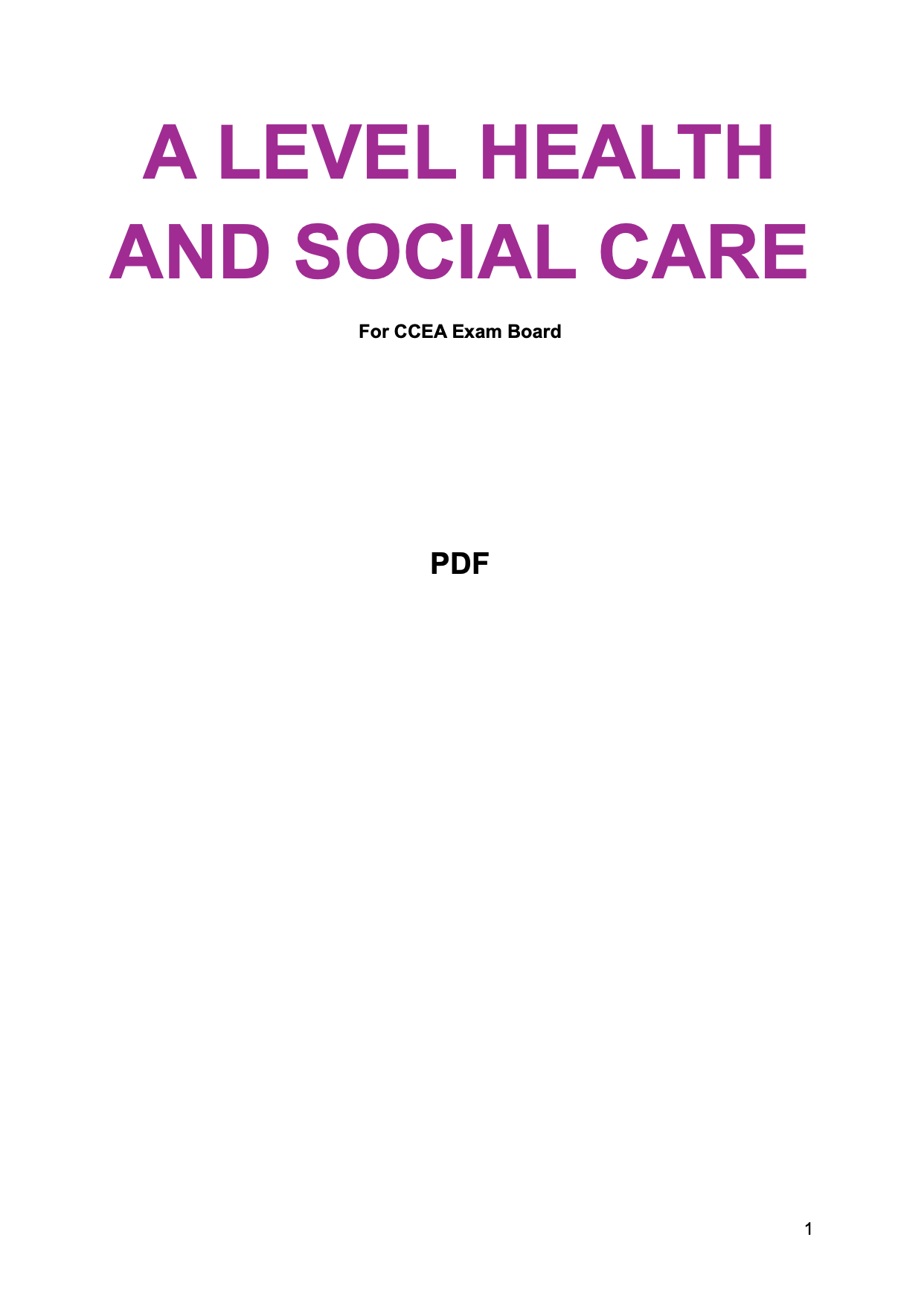 CCEA A Level Health & Social Care