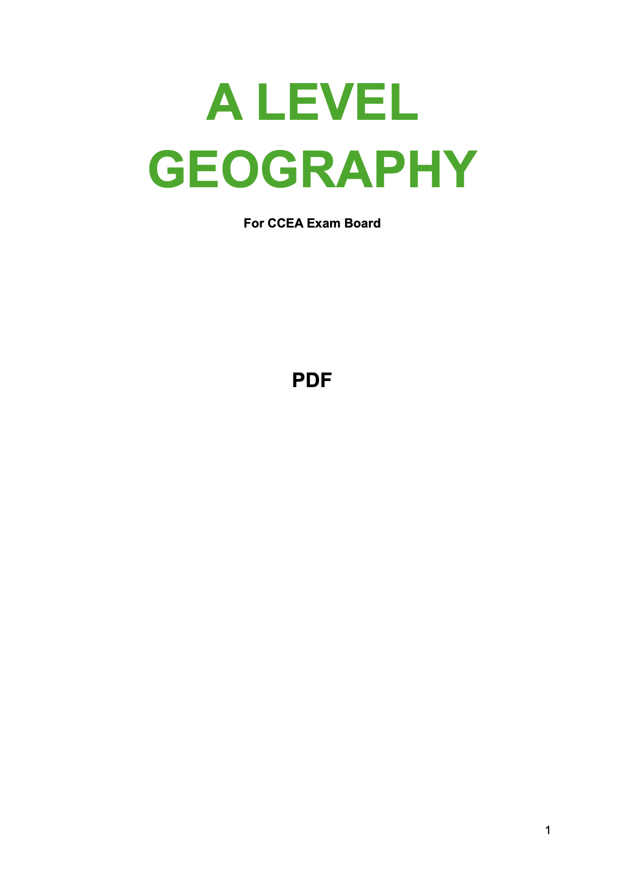 CCEA A Level Geography