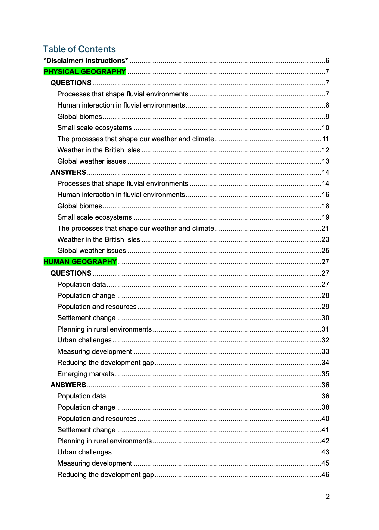 CCEA A Level Geography