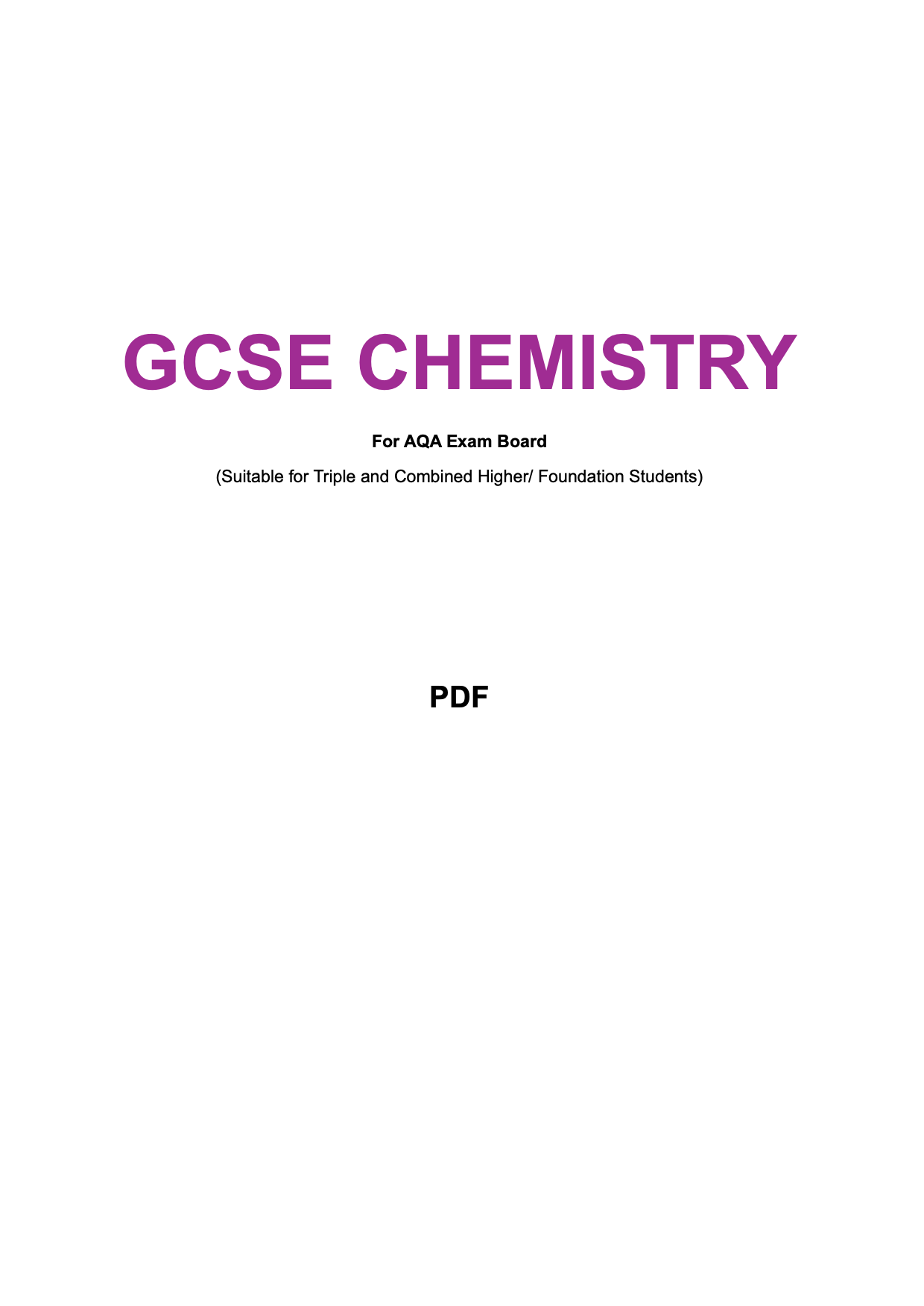 AQA-GCSE-Chemistry: Combined/Triple Science