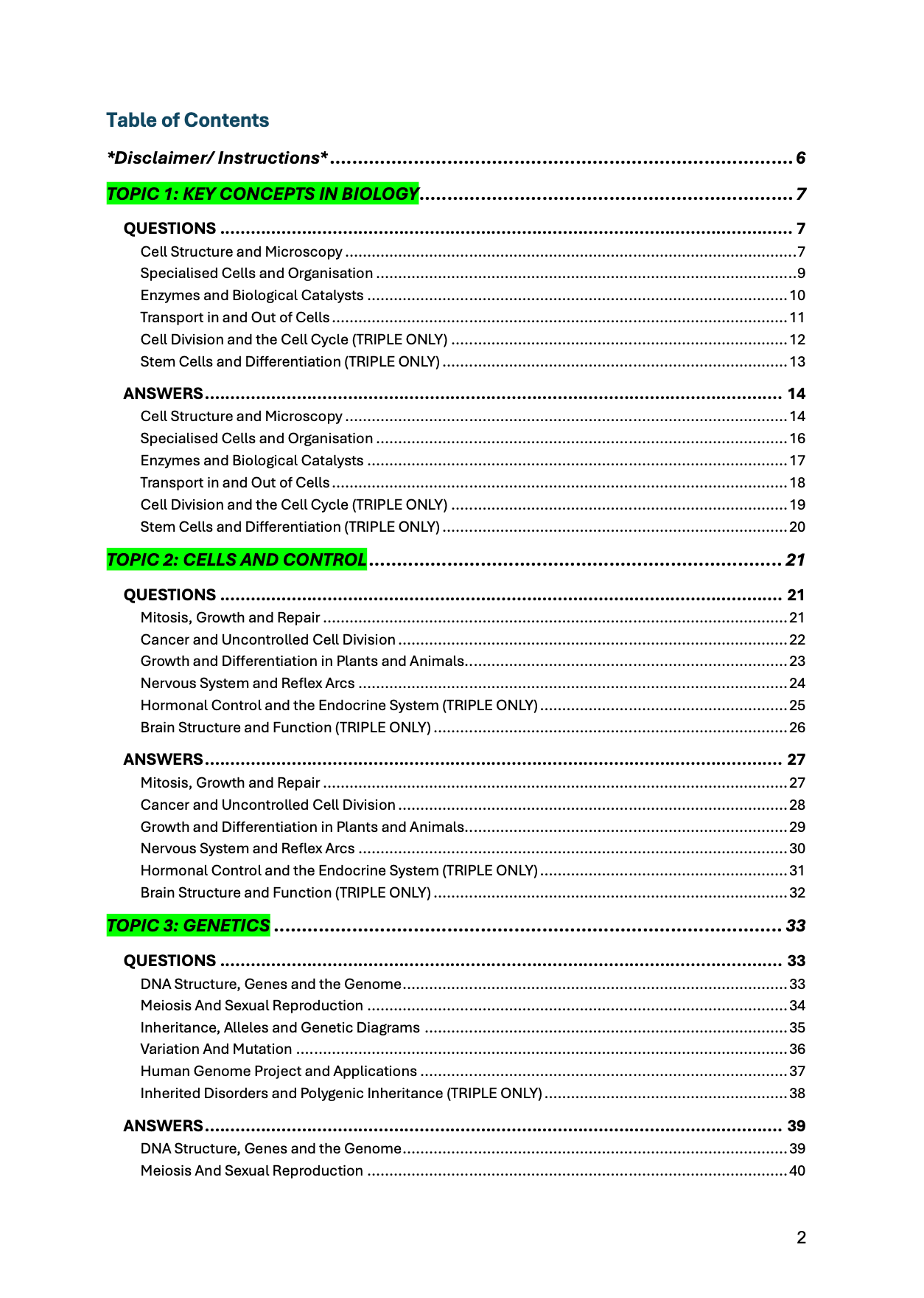 EDEXCEL-GCSE-Biology: Combined/Triple Science
