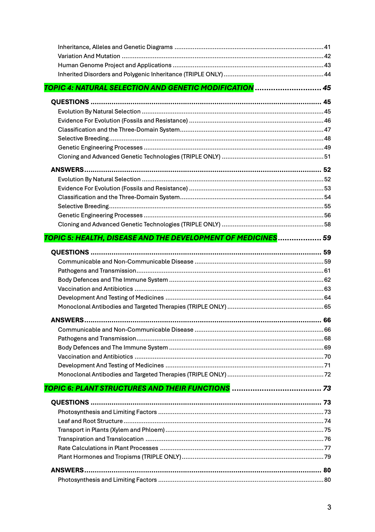 EDEXCEL-GCSE-Biology: Combined/Triple Science
