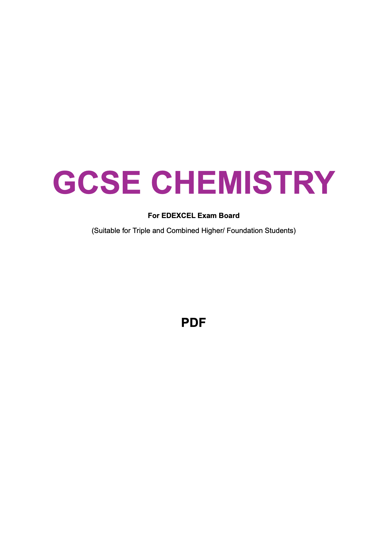 EDEXCEL-GCSE-Chemistry: Combined/Triple Science