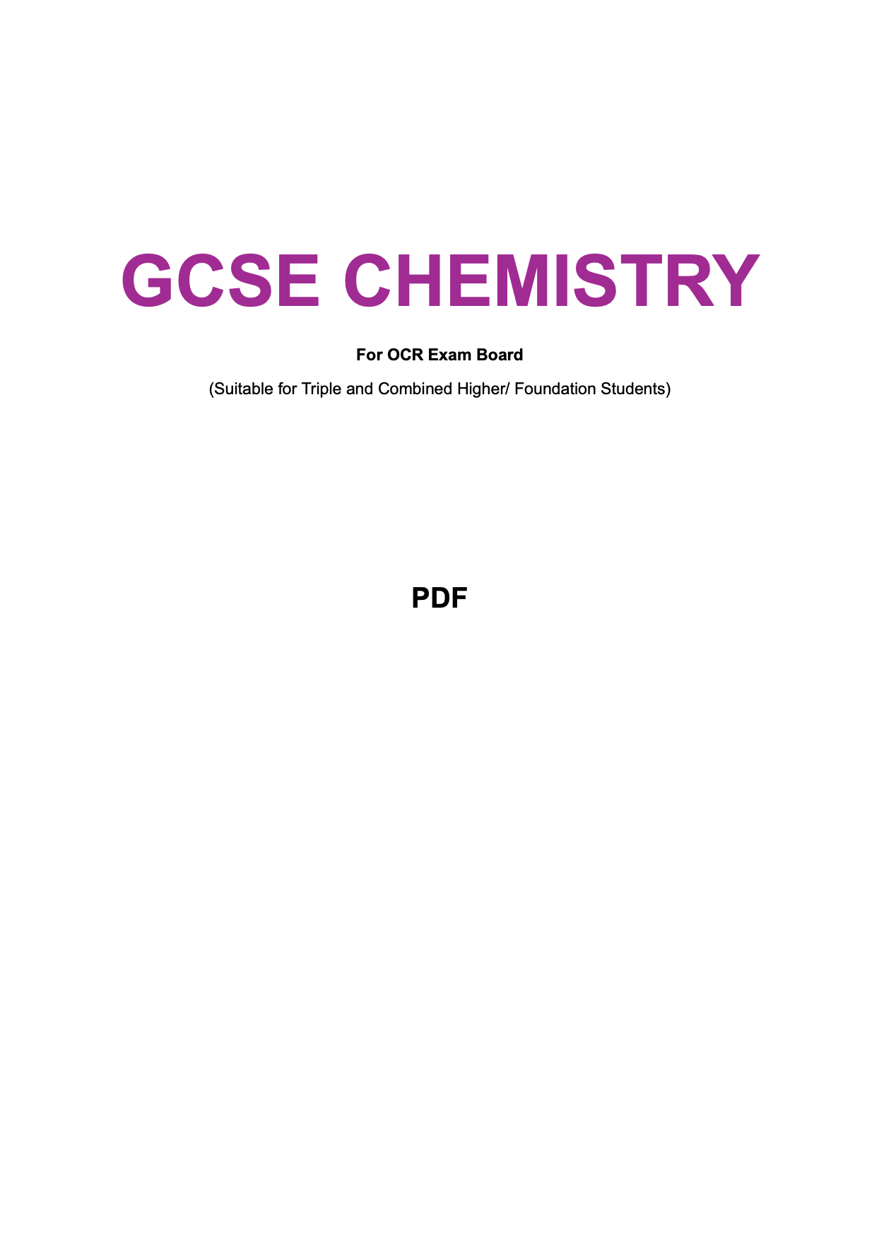 OCR-GCSE-Chemistry: Combined/Triple Science