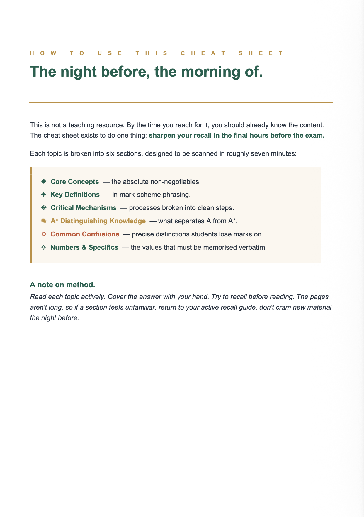 AQA A Level Biology- Cheat Sheet/ Exam Manual
