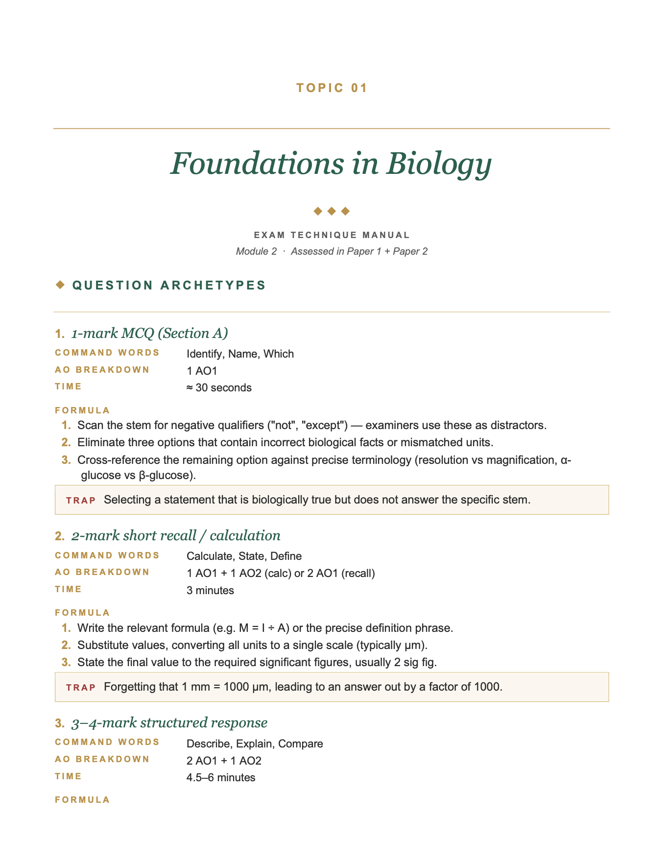 OCR A- A LEVEL BIOLOGY 3-in-1