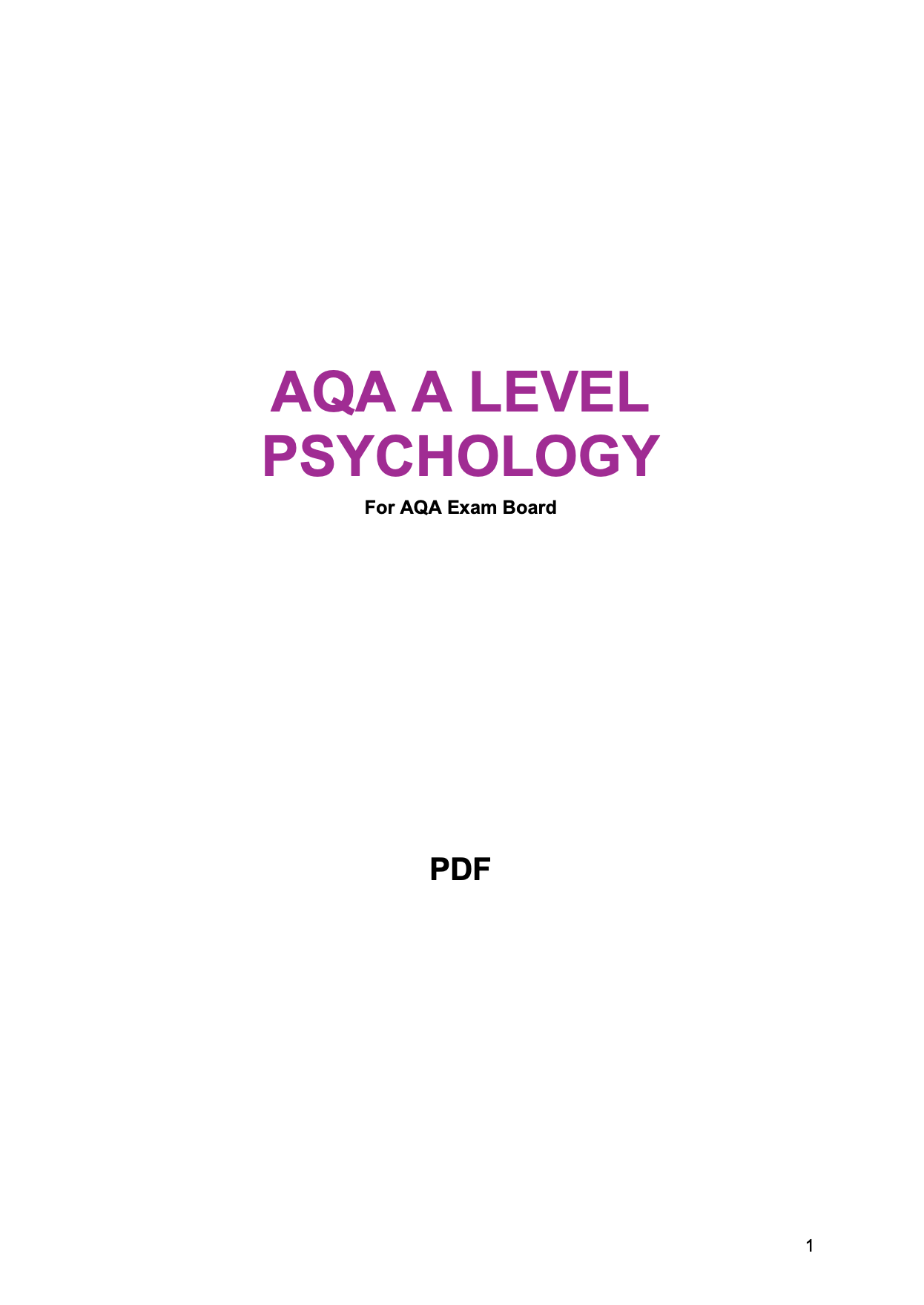 AQA A Level Psychology 3-in-1