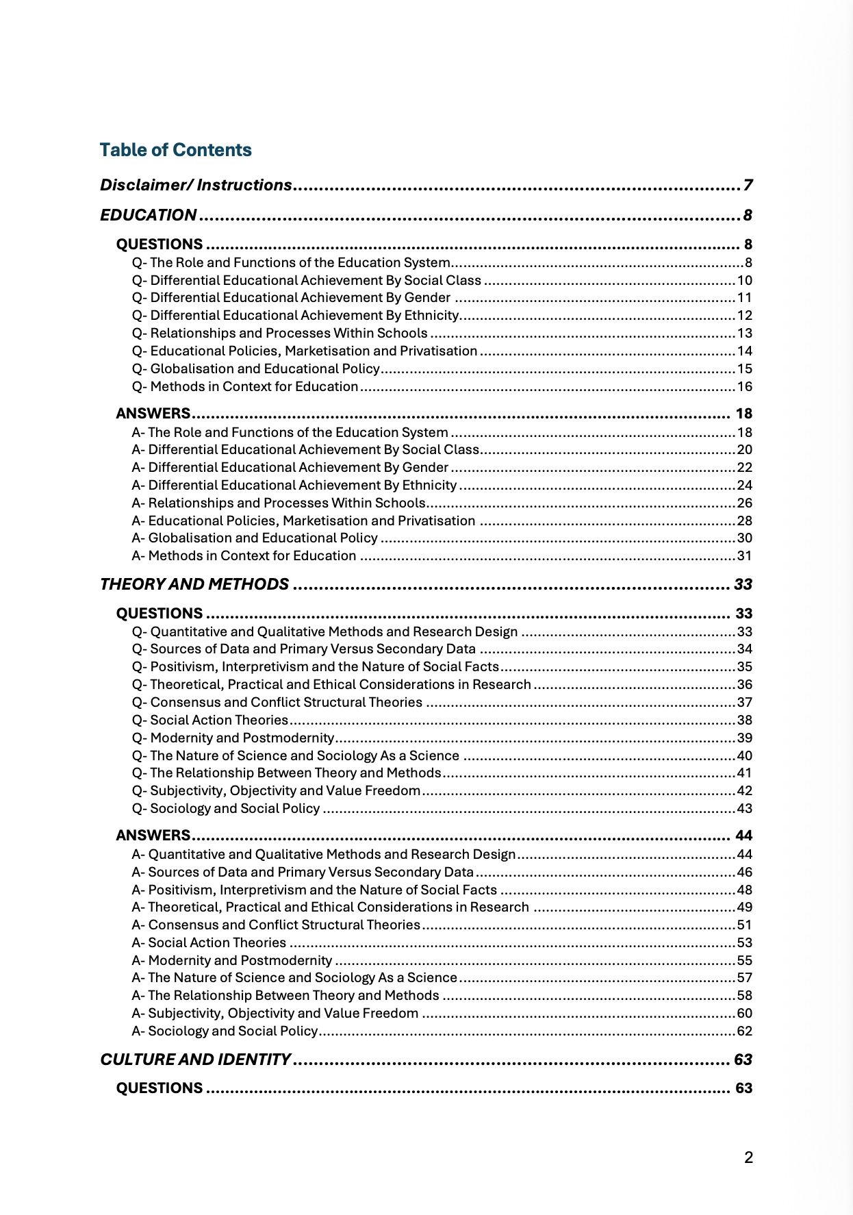 AQA A Level Sociology 3-in-1