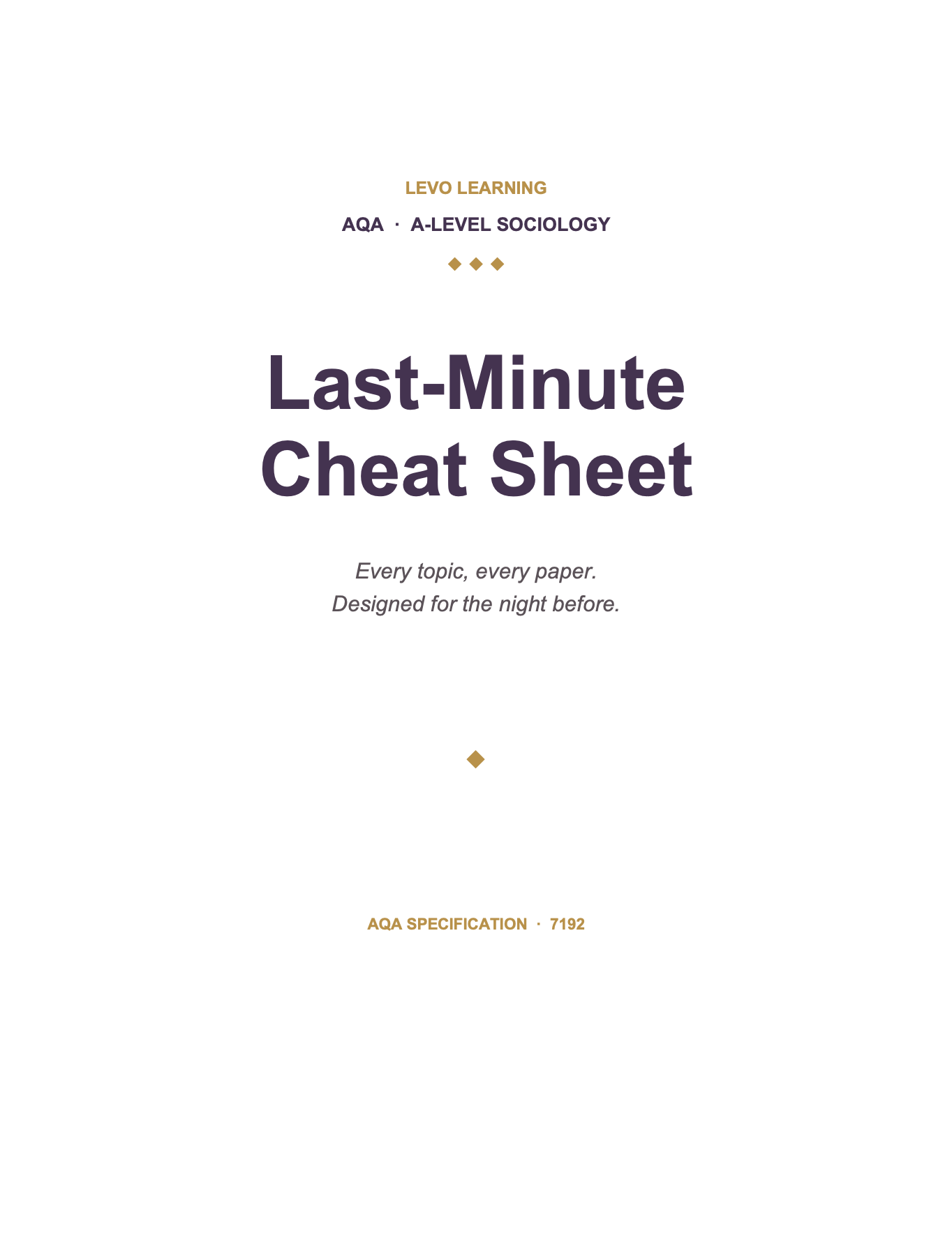 AQA A Level Sociology- Cheat Sheet/ Exam Manual