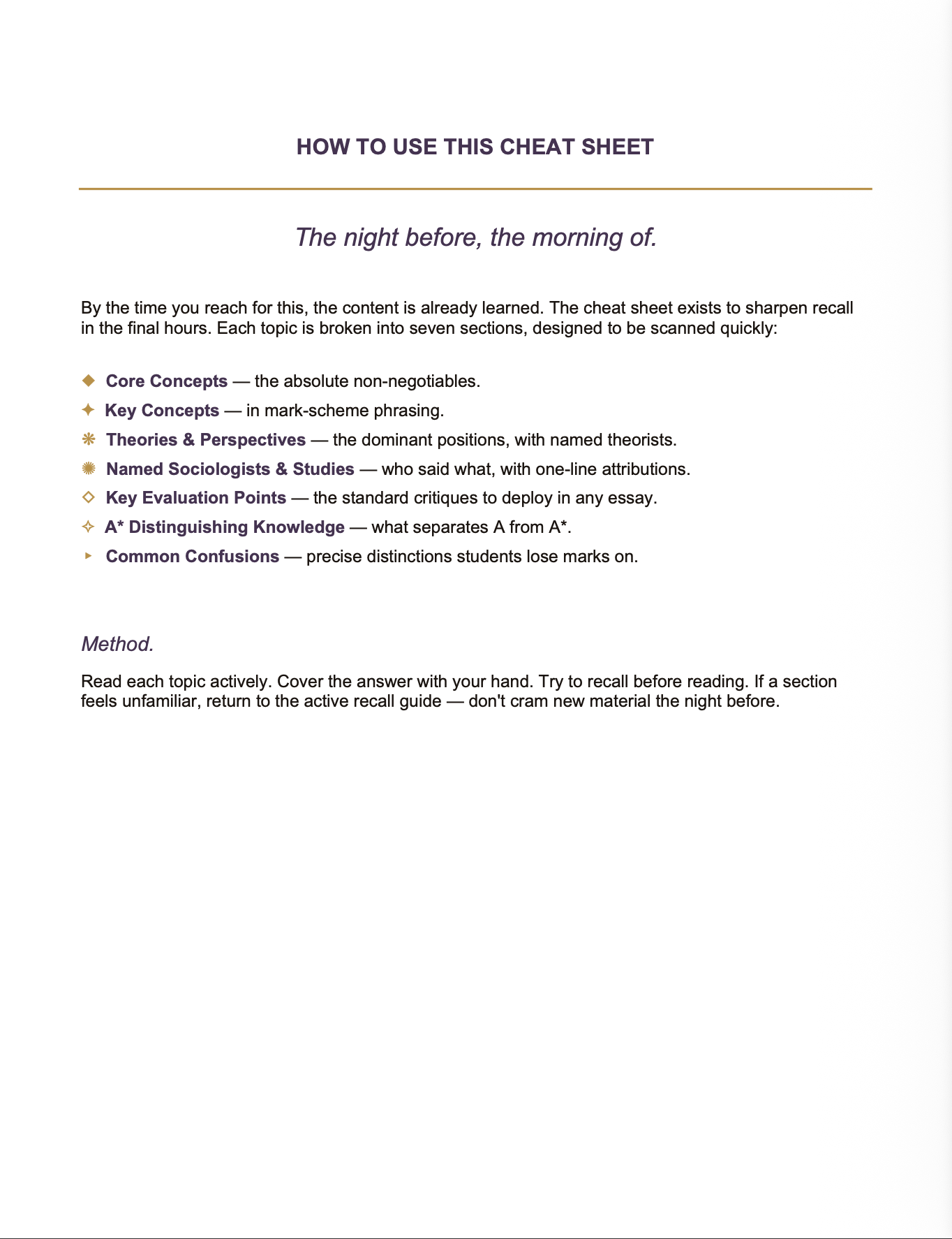AQA A Level Sociology- Cheat Sheet/ Exam Manual