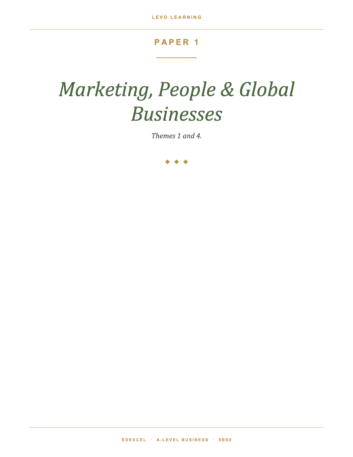 EDEXCEL A Level Business- Cheat Sheet/ Exam Manual