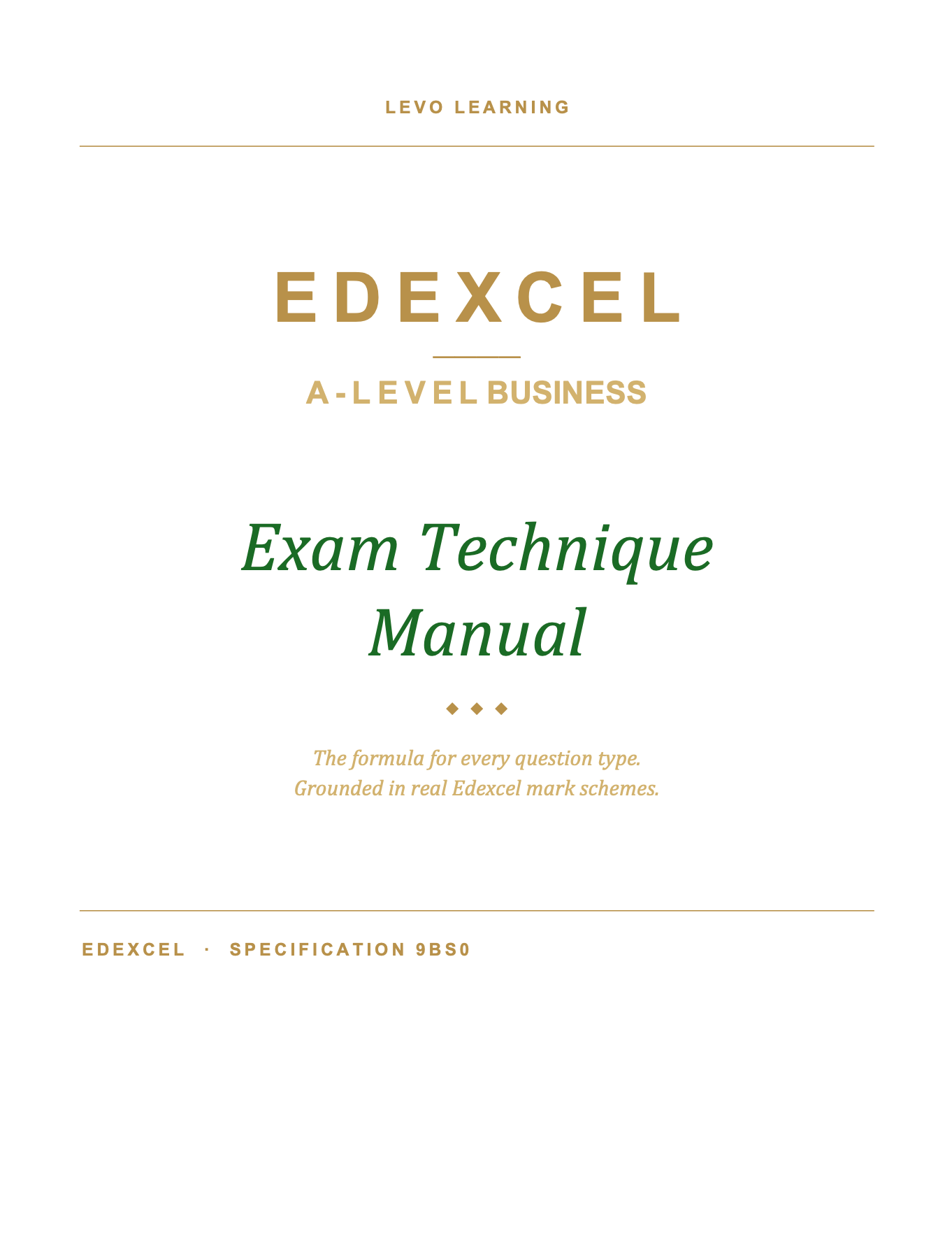 EDEXCEL A Level Business- Cheat Sheet/ Exam Manual