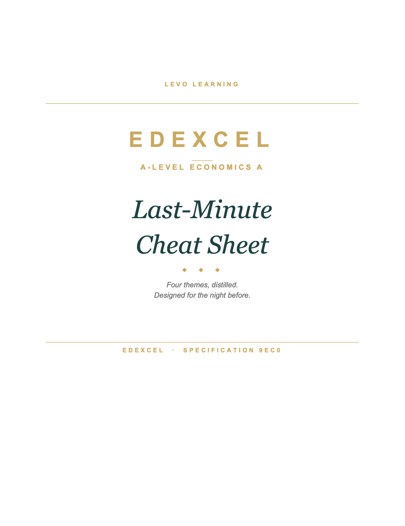 EDEXCEL A Level Economics A- Cheat Sheet/ Exam Manual
