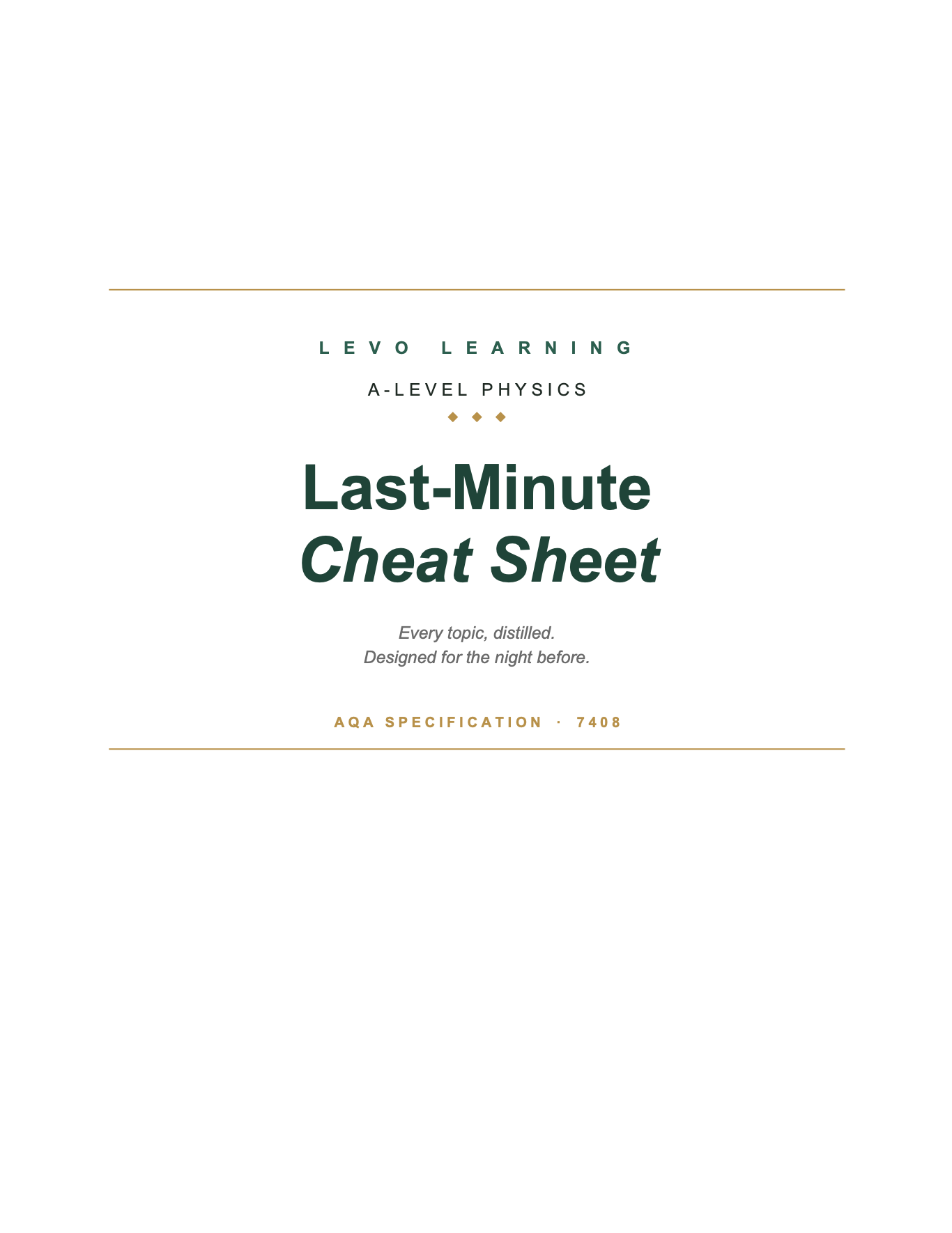 AQA A Level Physics- Cheat Sheet/ Exam Manual