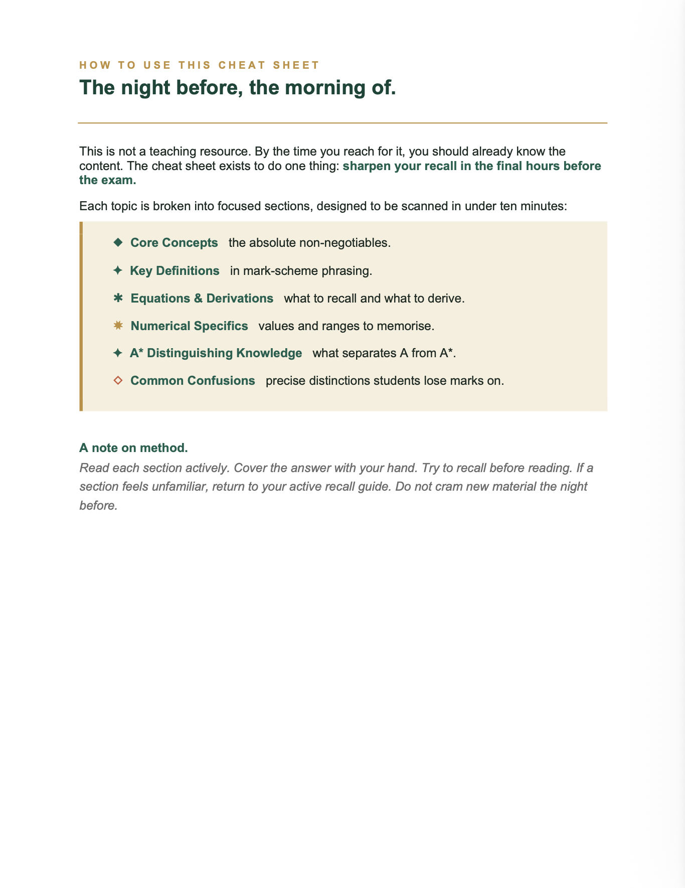 AQA A Level Physics- Cheat Sheet/ Exam Manual