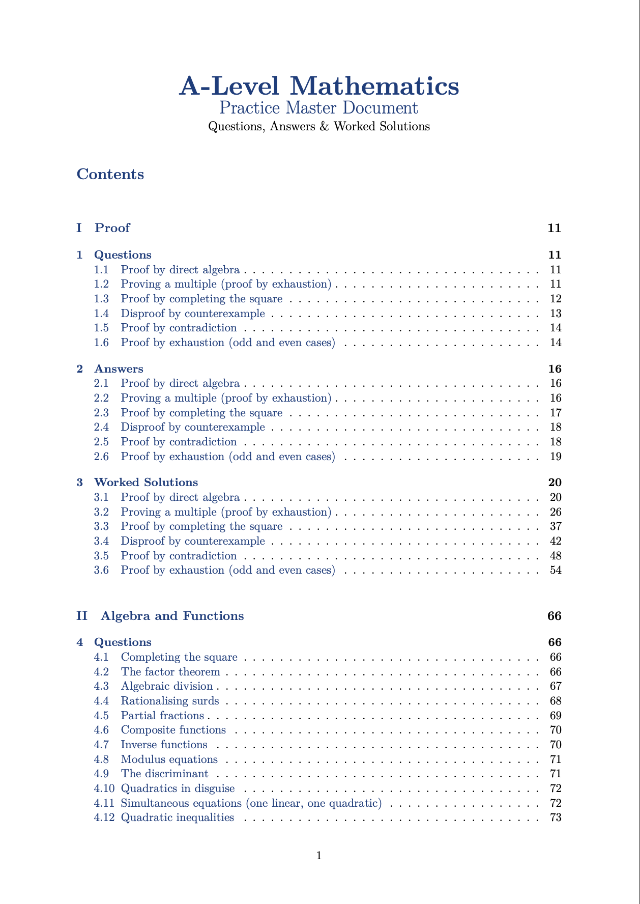 A Level Pure Maths Practice Questions