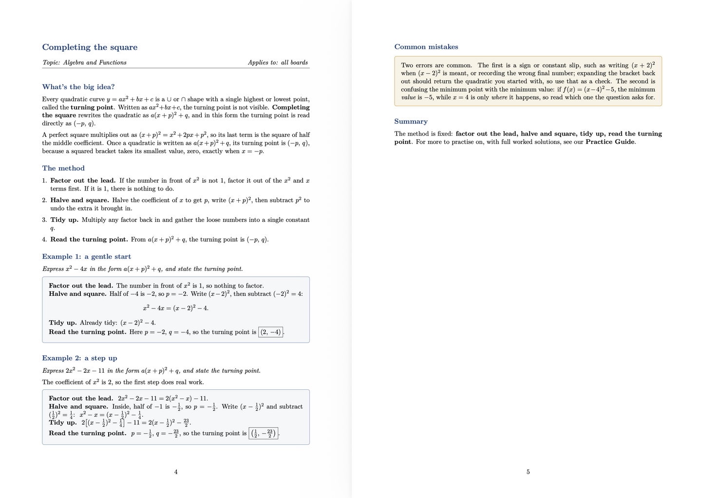 THE PURE MATHS EXPLANATION GUIDE