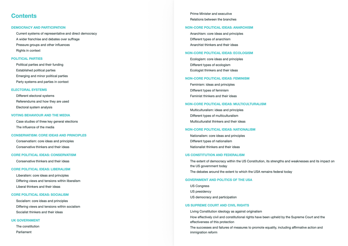 Edexcel A Level Politics- ACTIVE RECALL