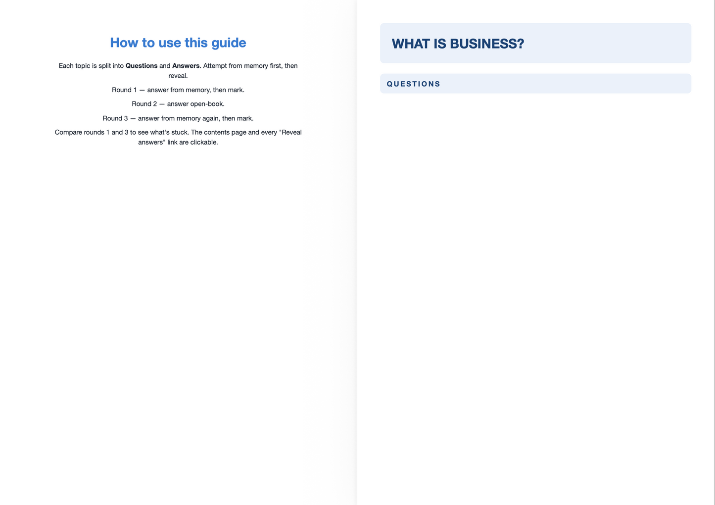AQA A Level Business- ACTIVE RECALL