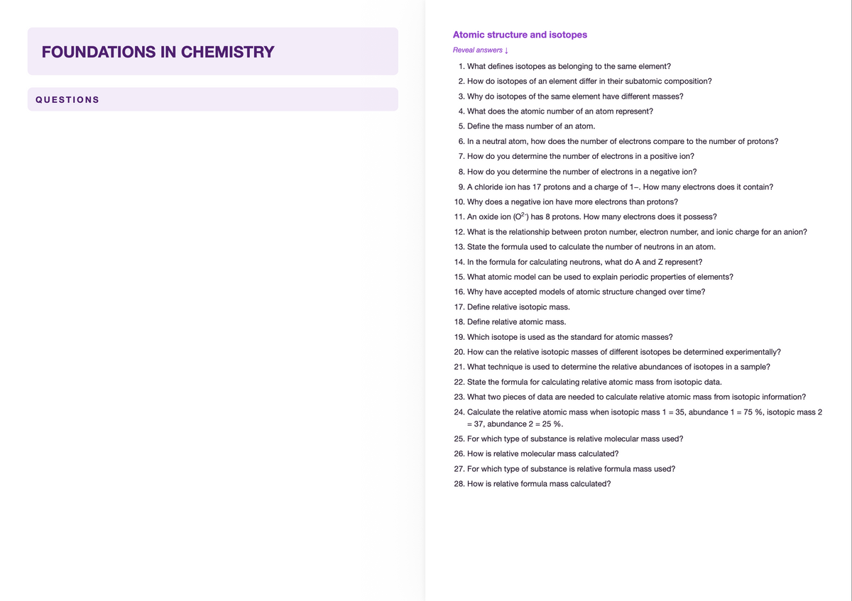 OCR A- A level Chemistry- ACTIVE RECALL