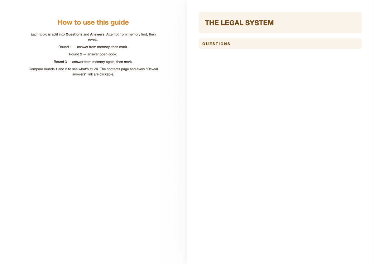 OCR A Level Law - ACTIVE RECALL