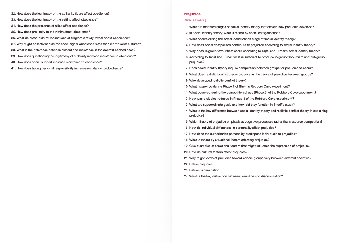 Edexcel A Level Psychology- ACTIVE RECALL