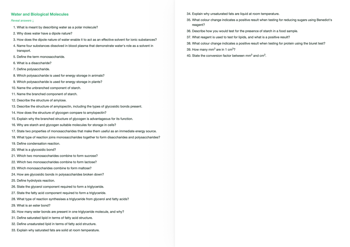 Edexcel A level Biology - ACTIVE RECALL