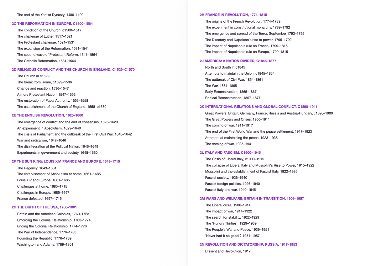 AQA A Level History ACTIVE RECALL