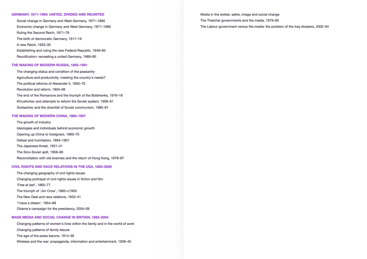 Edexcel A level History - ACTIVE RECALL